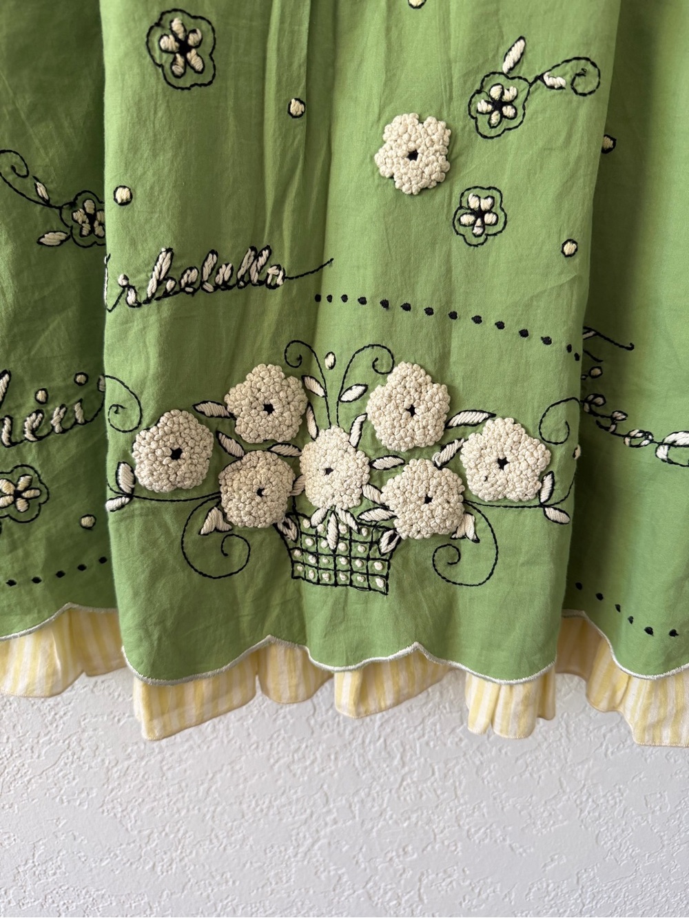 Odille Green Wrap Skirt with Cream Ruffle Trim - Picture 4 of 6